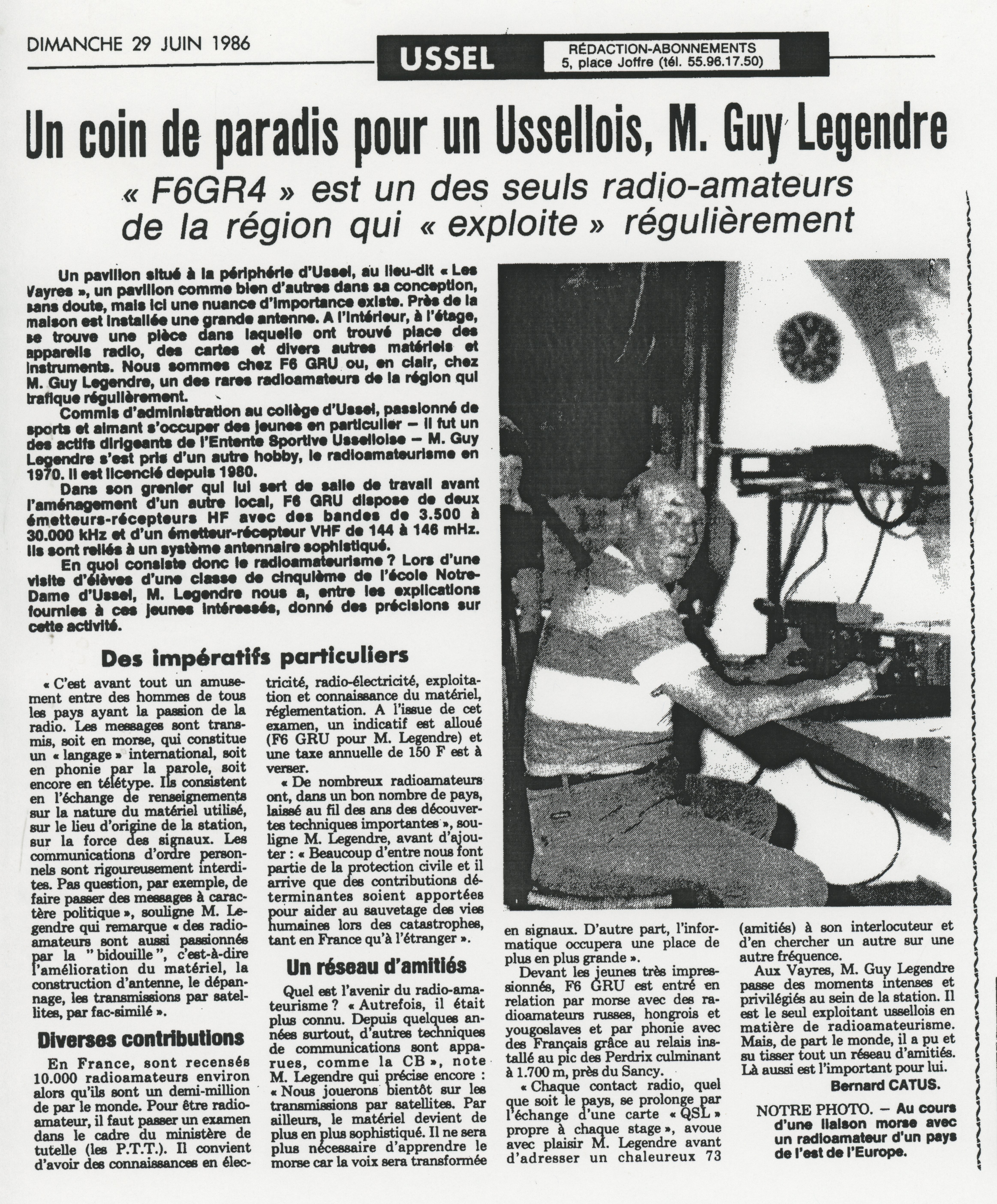 Aperçu de l’article Un coin de paradis pour un Ussellois, M. Guy Legendre